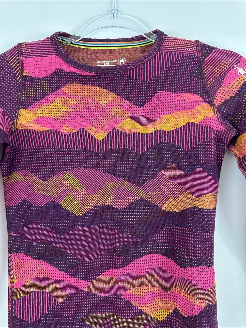 Smartwool Kids L Merino Wool Base Layer Top Colorful Mountain Print - Picture 6 of 8